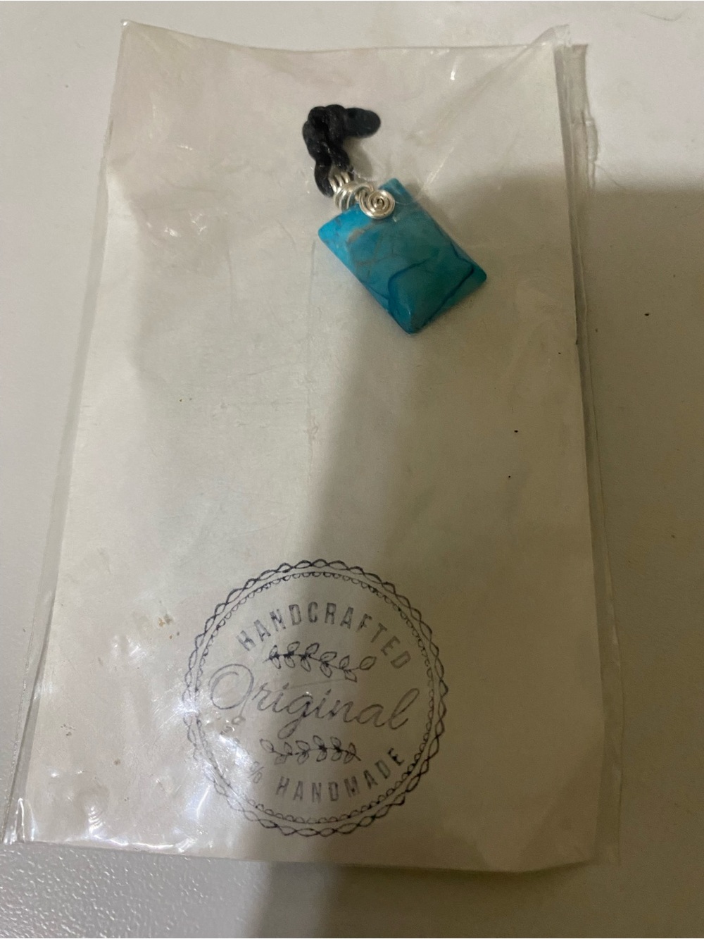 Handcrafted Turquoise Rectangular Pendant Necklace - Blue